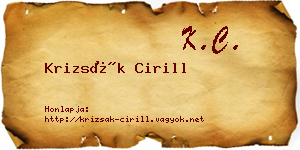 Krizsák Cirill névjegykártya
